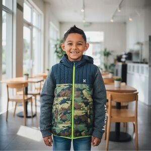 Boys Hurley Camo Winter Jacket - Size XL (13/15)